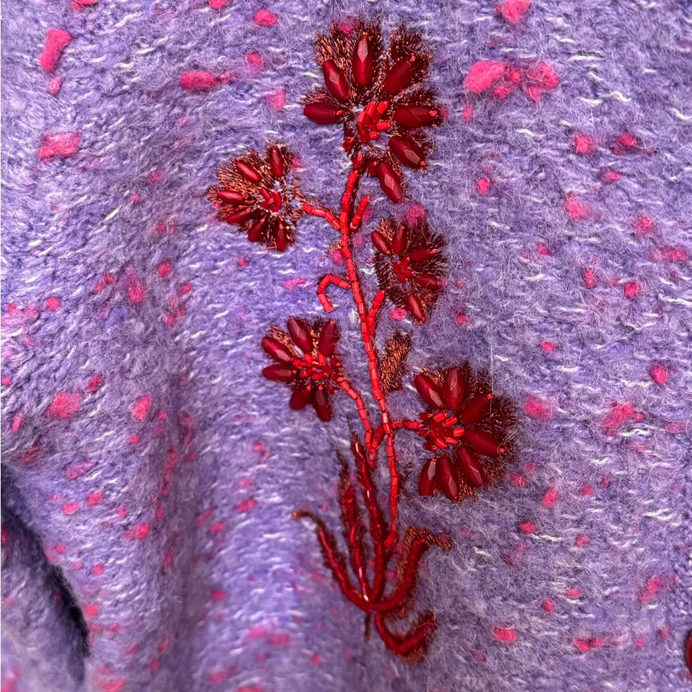 J. Crew Women's Purple Sweater with Floral Embroidery - Picture 5 of 7